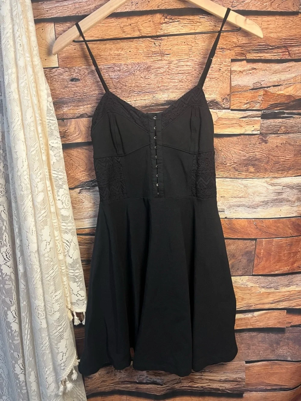 Aeropostale Black Mini Skater Dress with Spaghetti Straps (195) - Picture 5 of 13